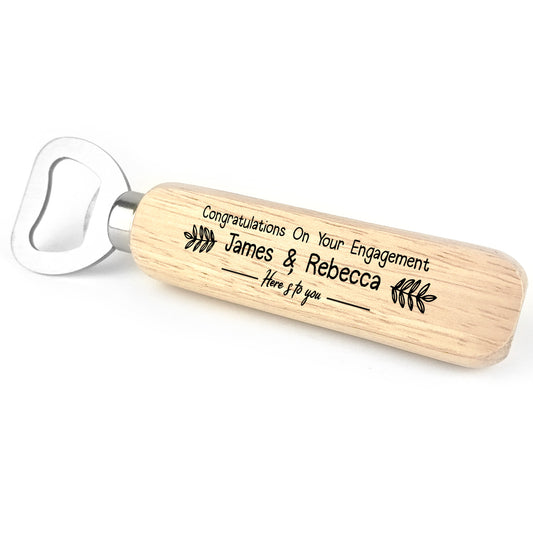 Engagement Gift Personalised Wooden Bottle Opener