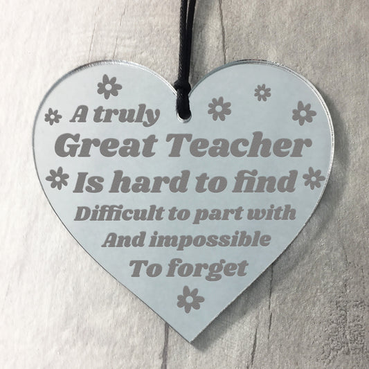 Teacher Poem Engraved Heart Handmade Teacher Gift Thank You