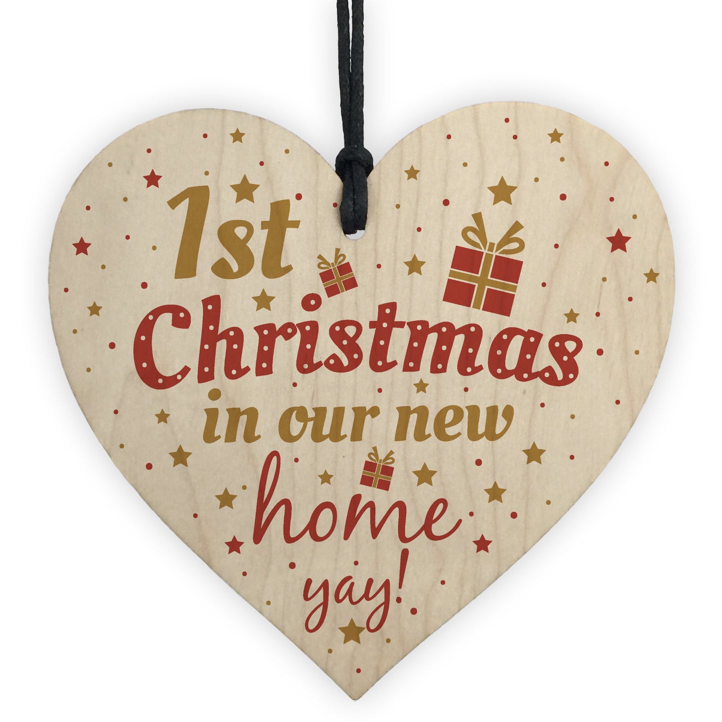 1st First Christmas New Home Plaque Wood Heart Tree Decoration