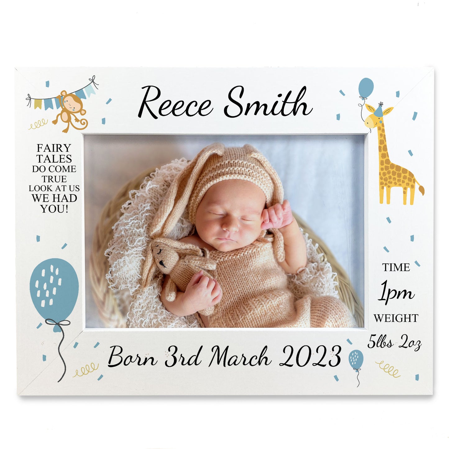 Personalised Baby Boy Gift Photo Frame Birth Details Nursery