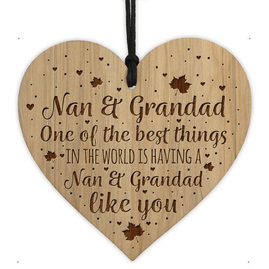 Nan And Grandad Gift Engraved Heart Birthday Christmas Gift