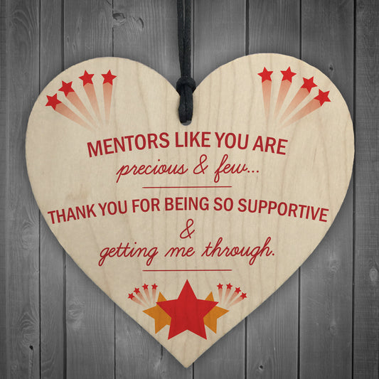 Thank You Mentor Teacher Tutor Gift Hanging Wooden Heart