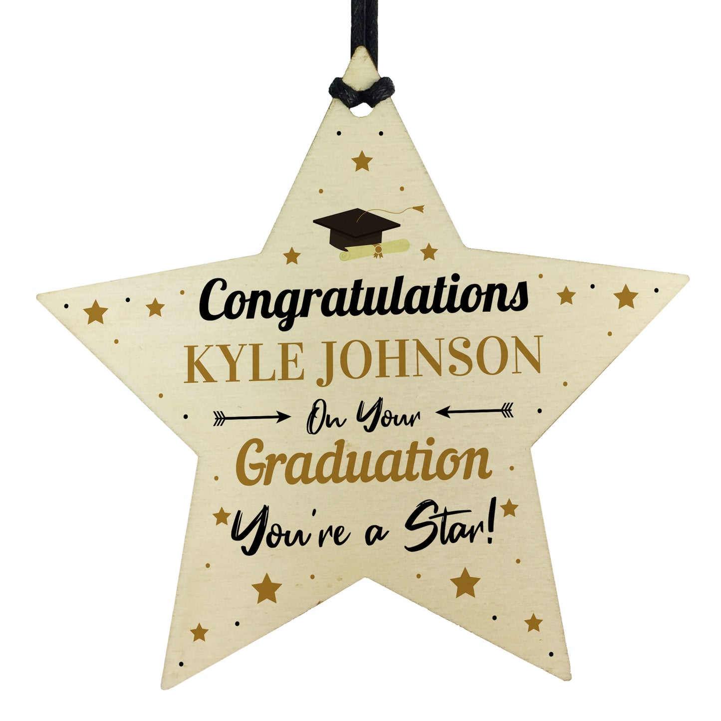 Graduation Gift Personalised Congratulations Wood Star Leaving