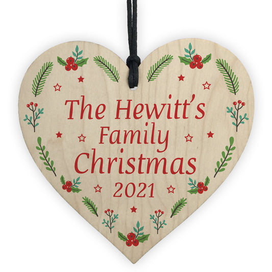 Handmade Family Tree Decoration Wood Heart Personalised