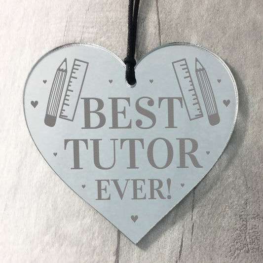 BEST TUTOR EVER Gift Engraved Heart Thank You Gift For Teacher