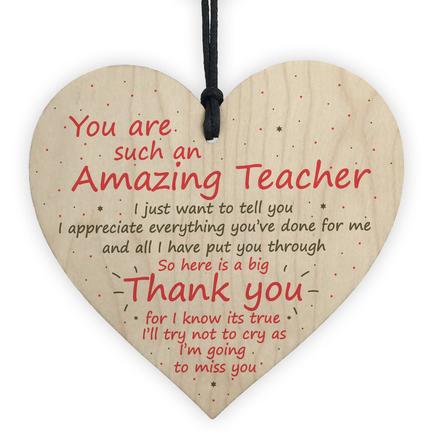 Thank You Teacher Gift Heart Leaving School Nursery Teaching