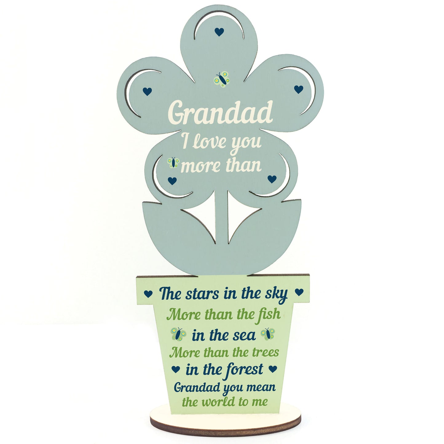 Cute Fathers Day Gift For Grandad Wooden Flower Grandad Birthday