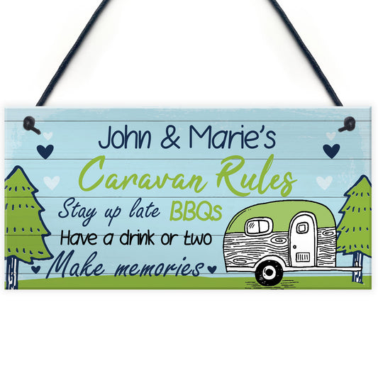 PERSONALISED Caravan Sign Hanging Caravan Rules Sign Novelty