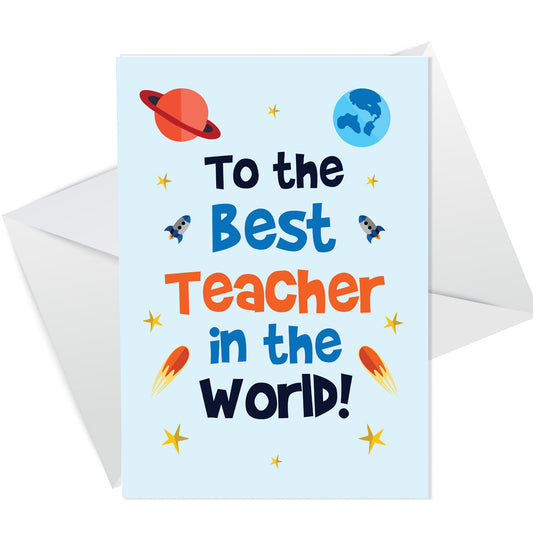 Thank You Card For Teacher Best World Space Theme Leaving School