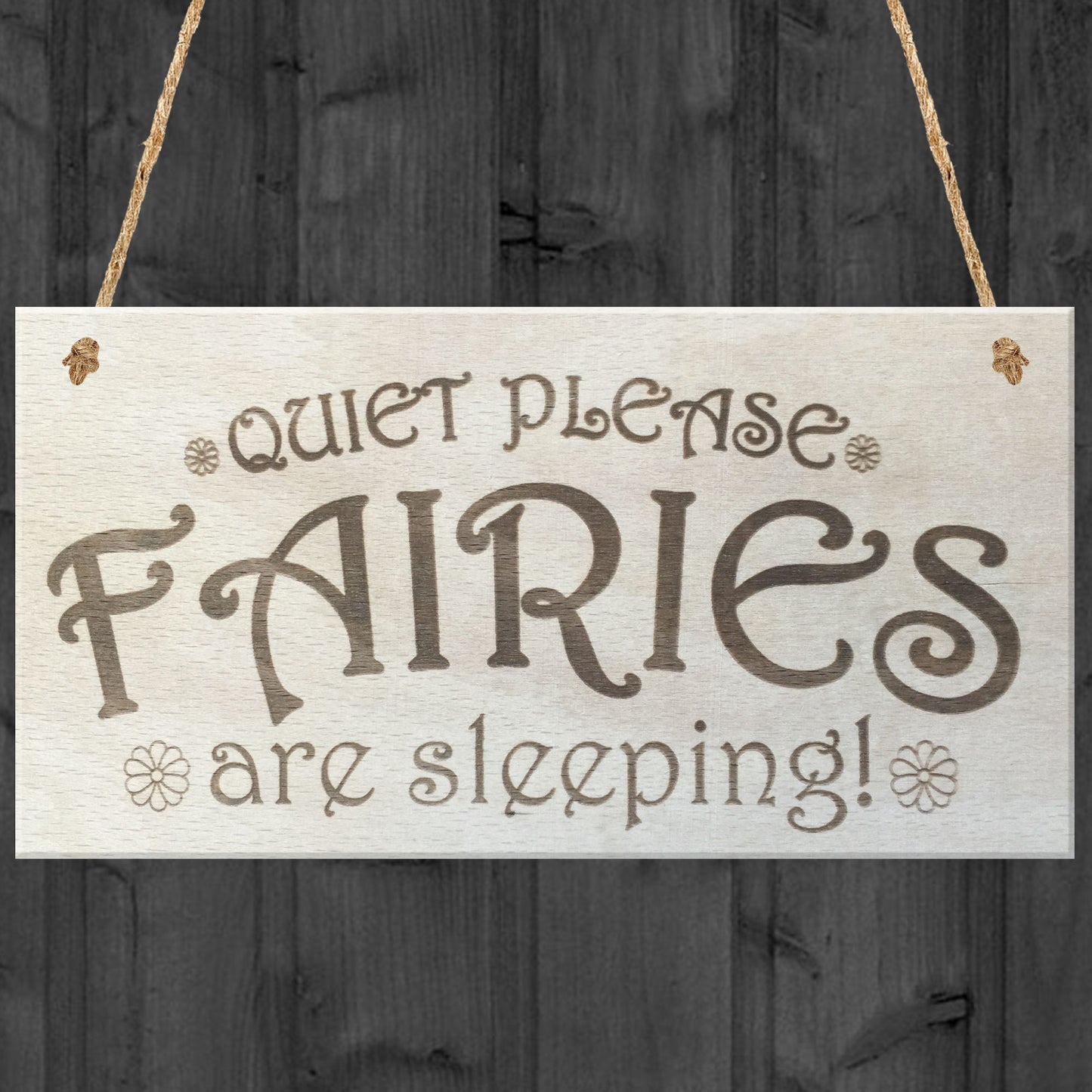 Quiet Fairies Are Sleeping Wooden Hanging Plaque Garden Sign