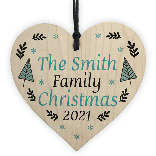 Family Tree Decoration SURNAME Personalised Wood Heart