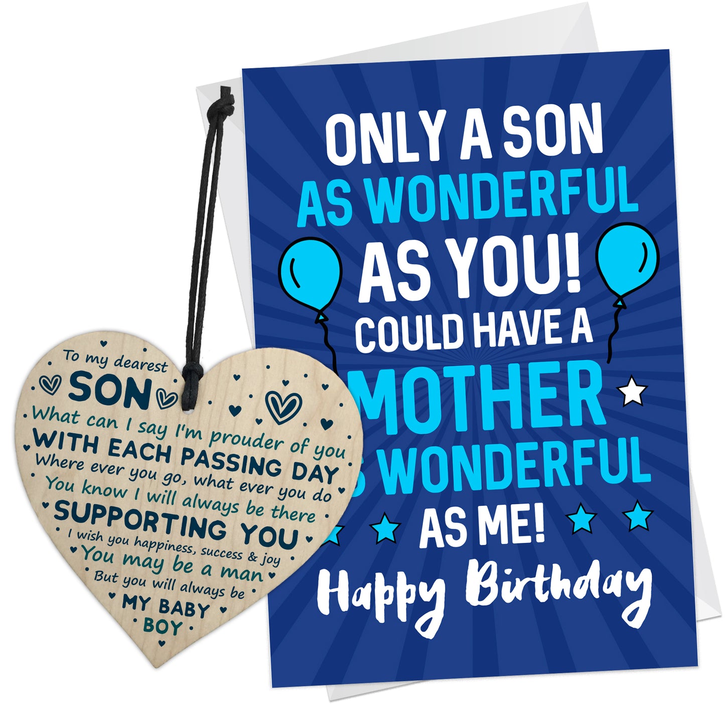 Son Birthday Card And Wooden Heart Bundle Funny Birhtday Card