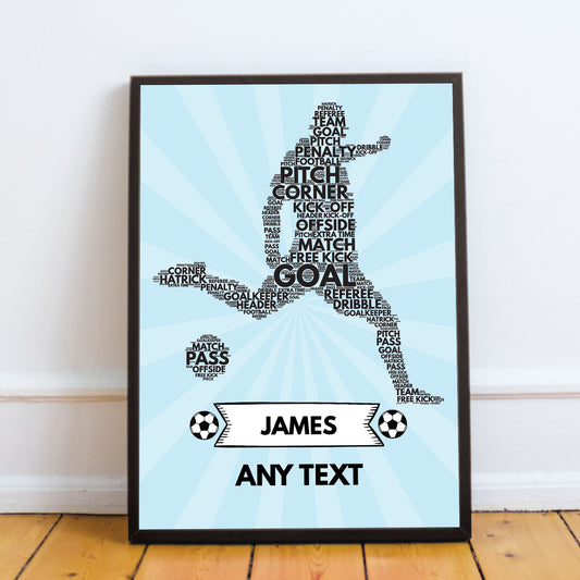 Personalised Boys Bedroom Sign Football Print Boys Bedroom Art