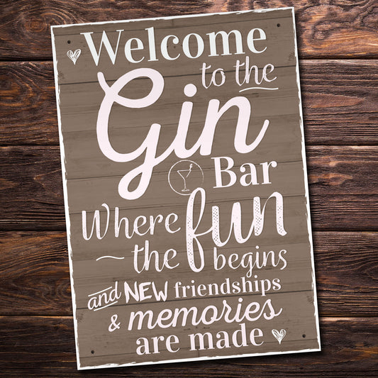 Gin Bar Hanging Plaque Alcohol Party Novelty Birthday Gift