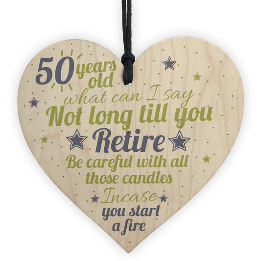 Funny 50th Birthday Gift Wooden Heart 50 For Dad Mum Sister