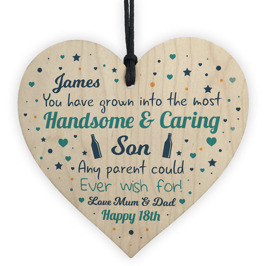 PERSONALISED Wooden Heart Birthday Gift For SON Novelty Birthday