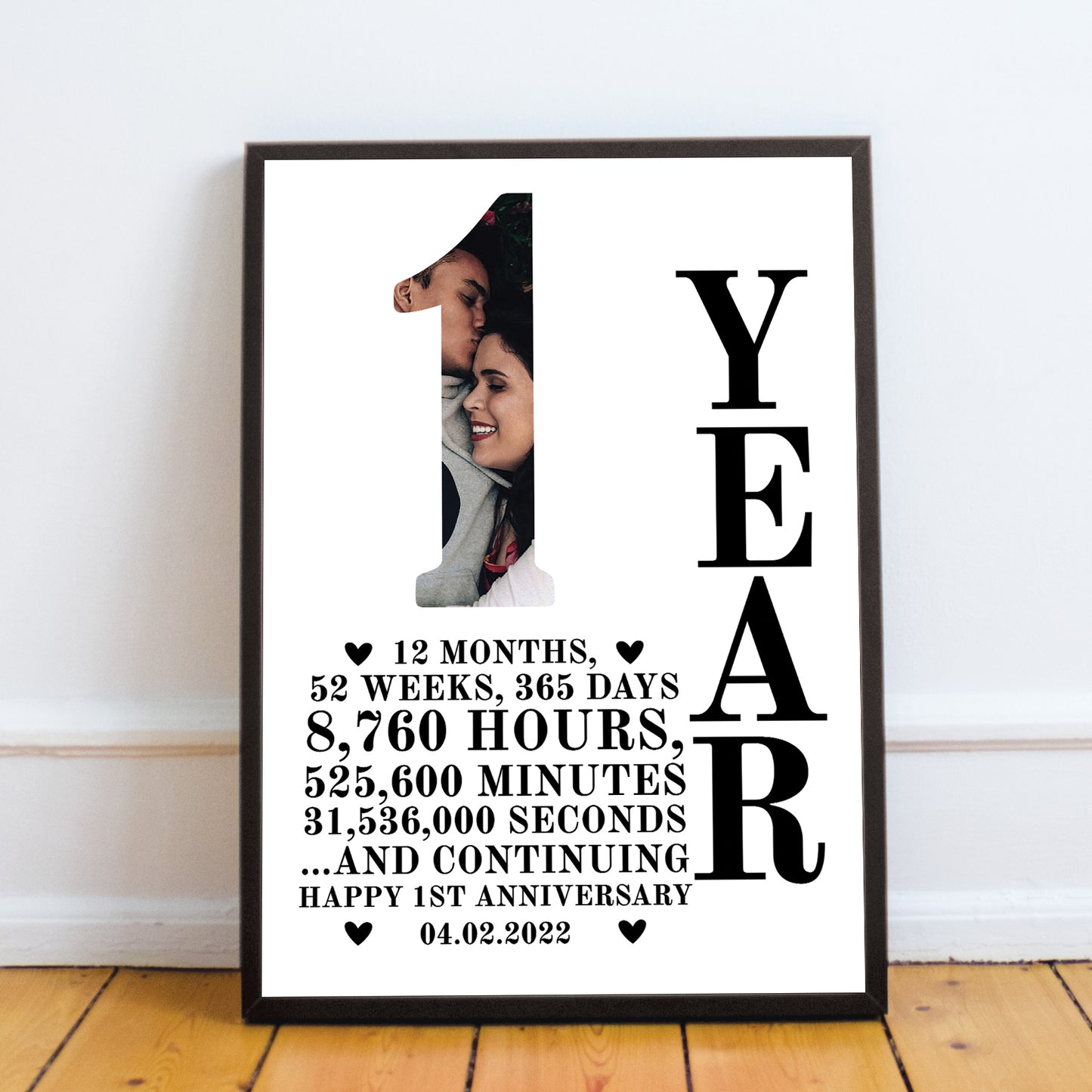 1st Anniversary Gift Framed Print Personalised Photo Husband