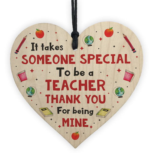 Handmade Thankyou Teacher Gift Wood Heart Leaving School Nursery