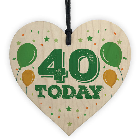 40th Birthday Wooden Heart Decoration Gift Tag 40th Birthday