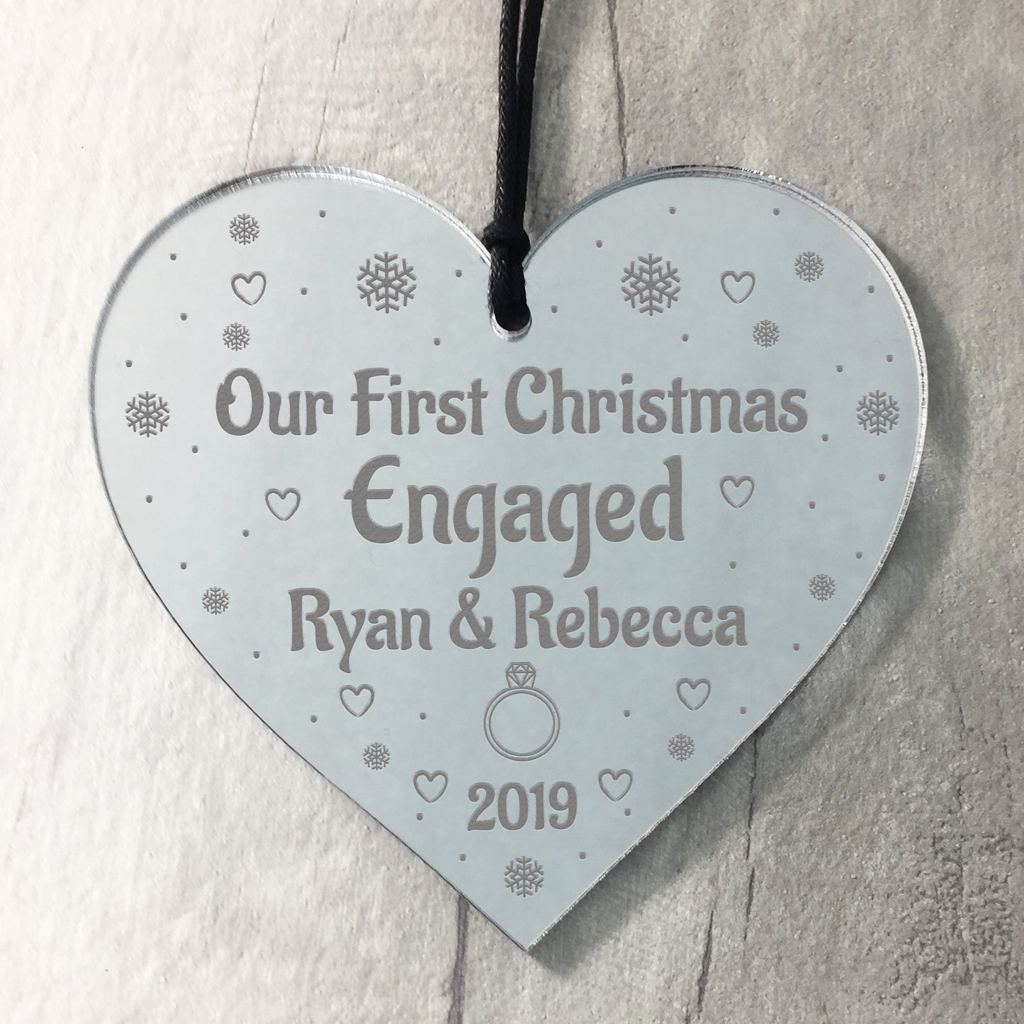 1st Christmas Bauble Personalised Acrylic Heart Engagement Gift