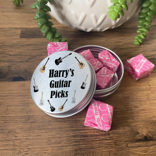 Personalised Guitar Plectrum Picks Tin Gift For Musician