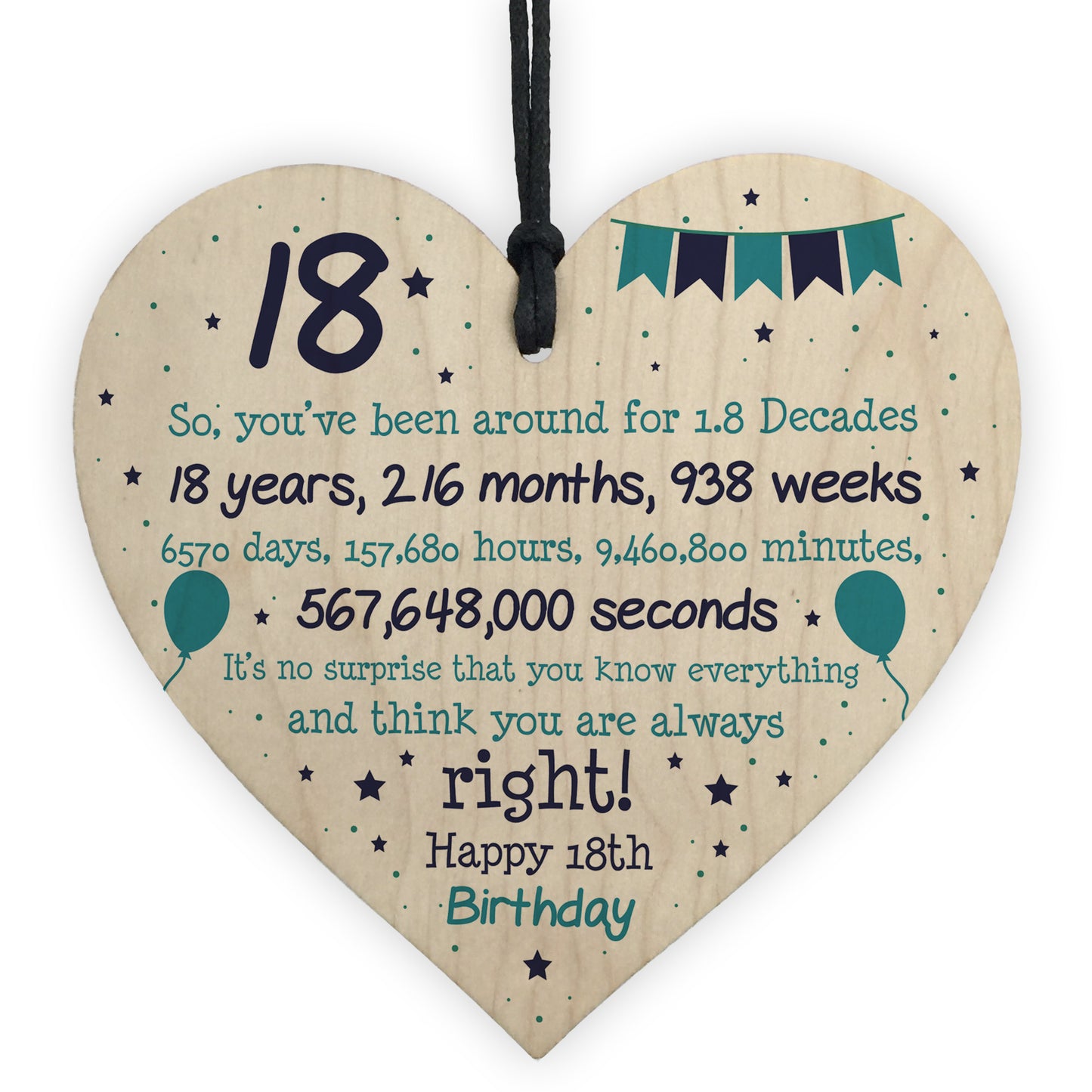 Rude Funny 18th Birthday Gift For Daughter Son Wooden Heart