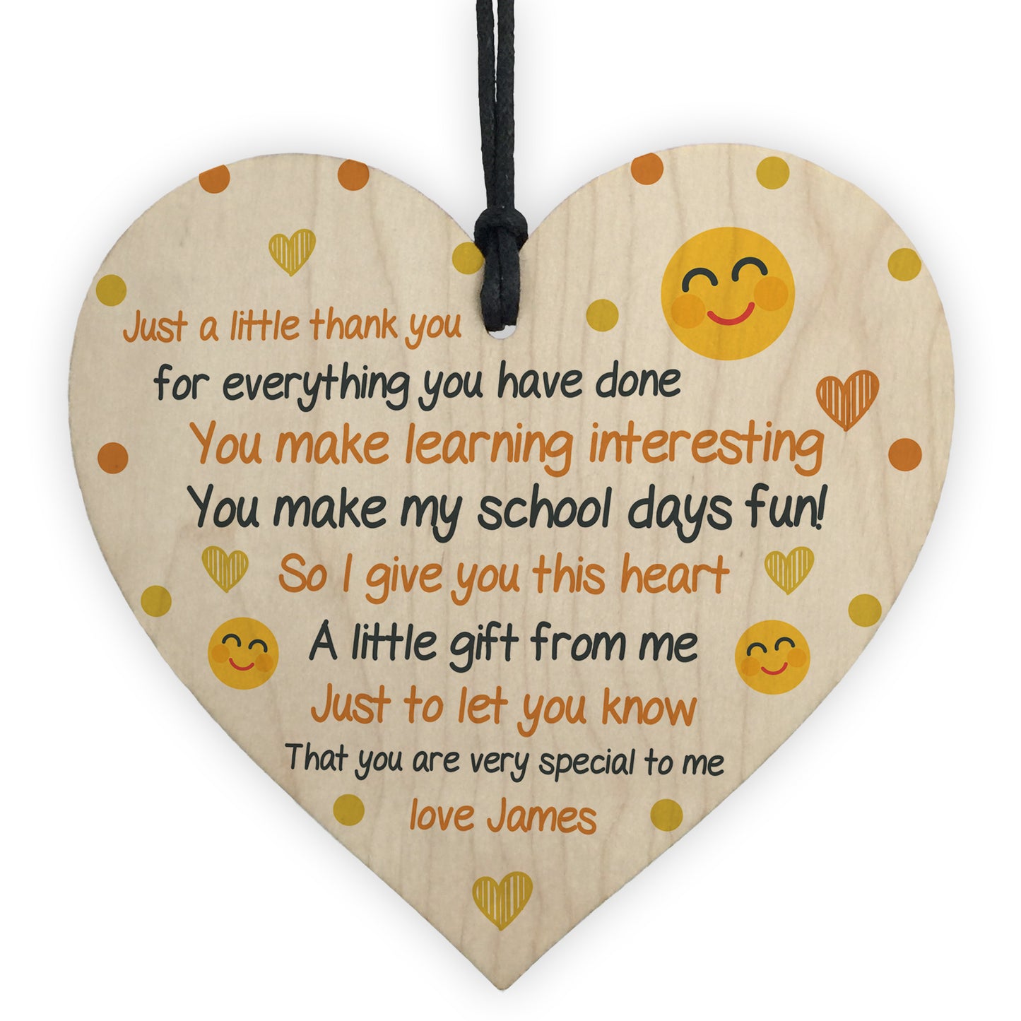 Personalised Teacher Teaching Assistant Gifts Wood Heart