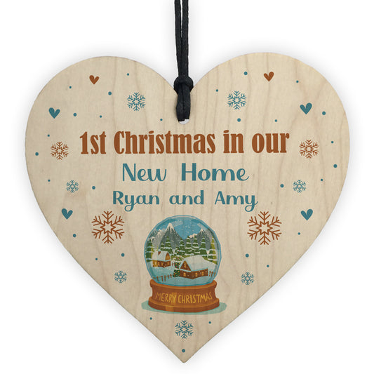 New Home Gift To Hang On Christmas Tree Wood Heart Bauble