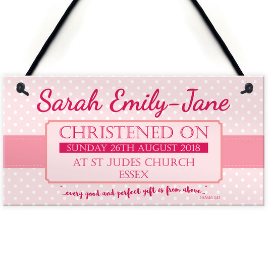 Personalised Christening New Baby Girl Baptism Hanging Plaque