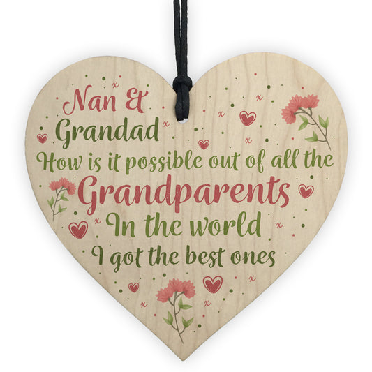 Nan Grandad Present Wood Heart Birthday Christmas Ornament Gift