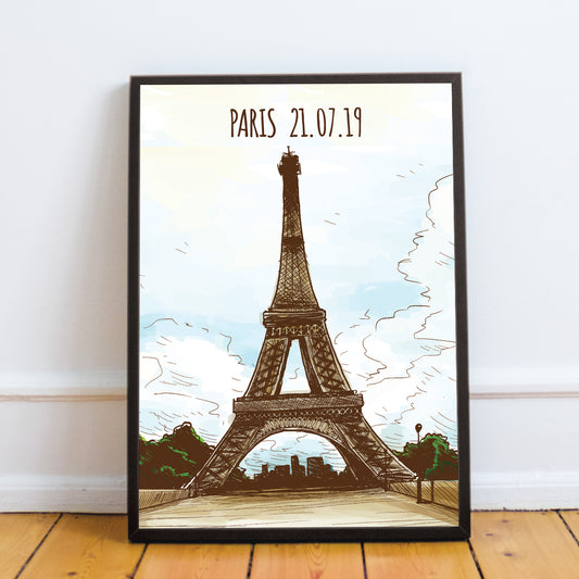 Paris Eiffel Tower A4 Framed Print Travel Gift Personalised Gift