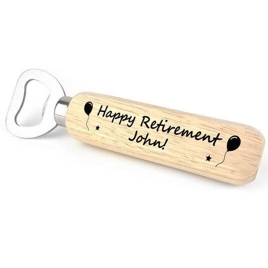 Personalised Happy Retirement Gift Wood Bottle Opener Retirement