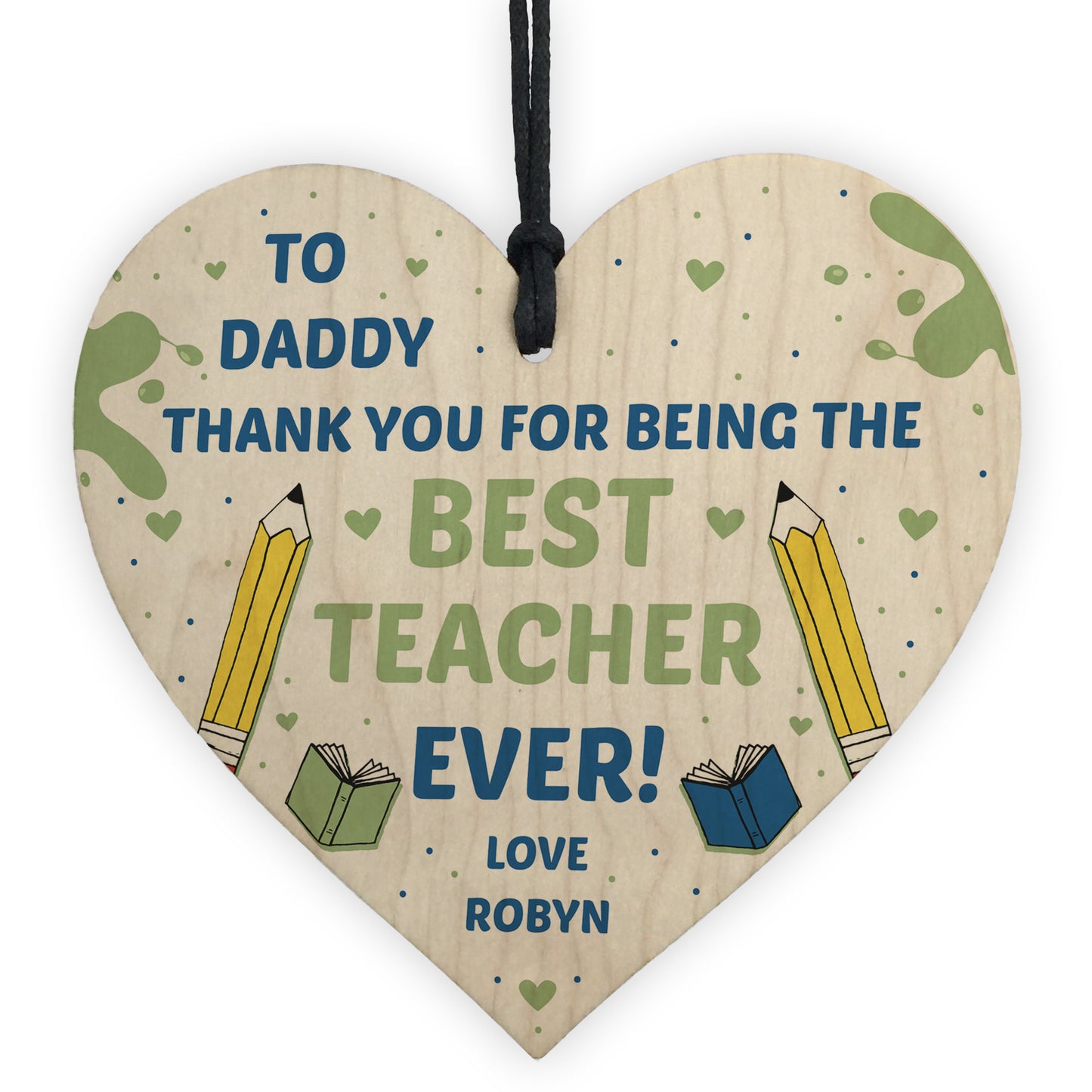 Personalised Thank You Gift For Daddy Wood Heart Teacher Gifts