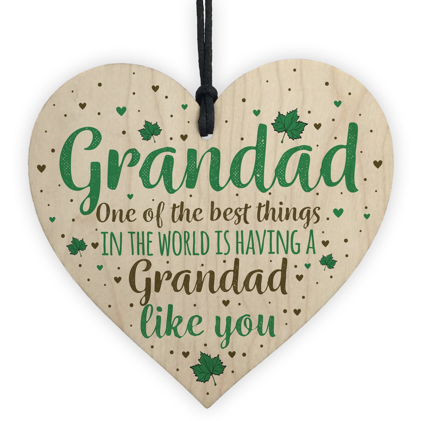 Grandad Gifts Christmas Birthday Card Hanging Wooden Heart Sign