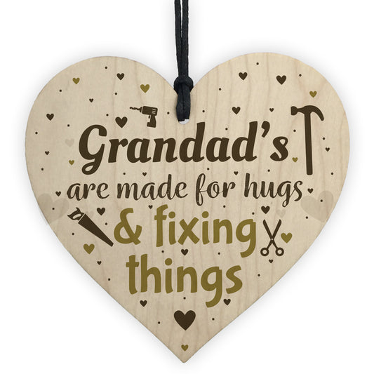 Grandad Novelty Gifts Wood Heart Grandad Christmas Birthday Card