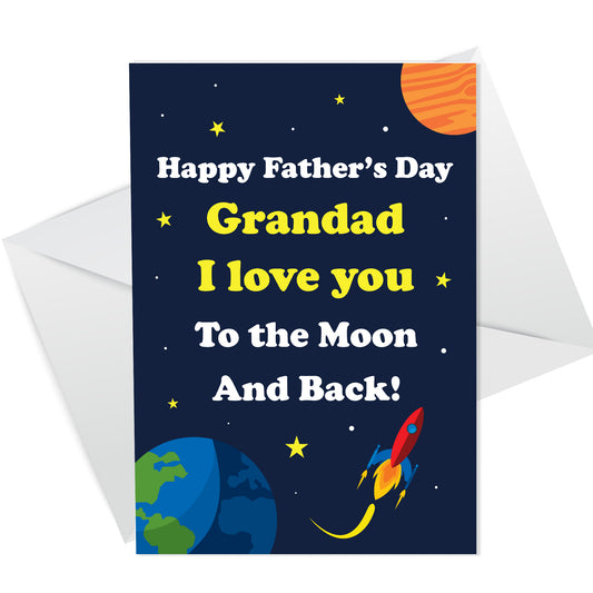 Fathers Day Card SPACE Moon Cheeky Grandad Grandparent A6 Card