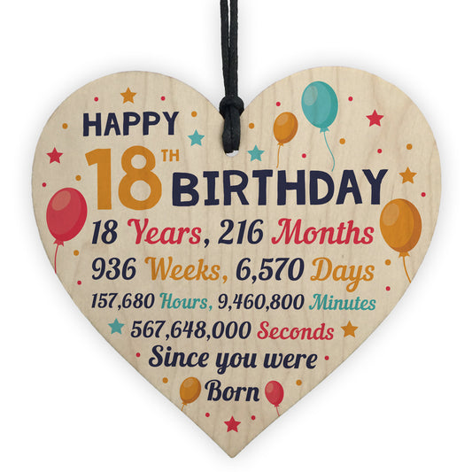 18th Birthday Gift For Daughter Son Wooden Hanging Heart 18