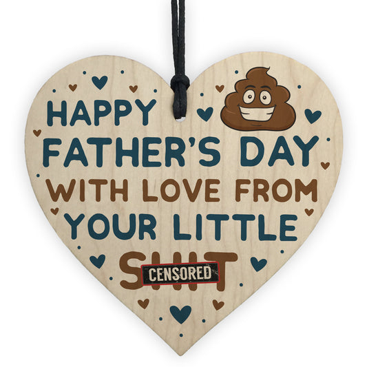 Funny Fathers Day Gift For Dad Daddy Step Dad Wooden Heart