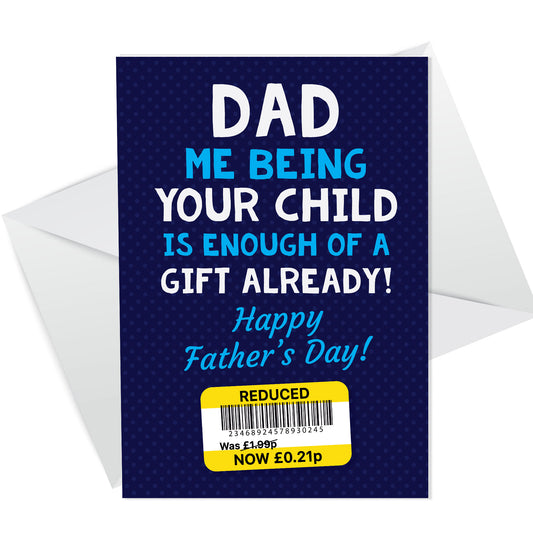 Funny Fathers Day Card From Daughter Son Child Joke Cheap