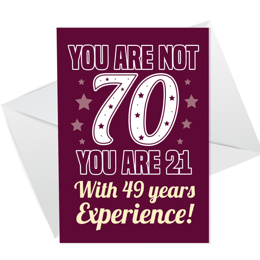 Fun and Witty 70th Birthday Card Humour Friend Family Colleague
