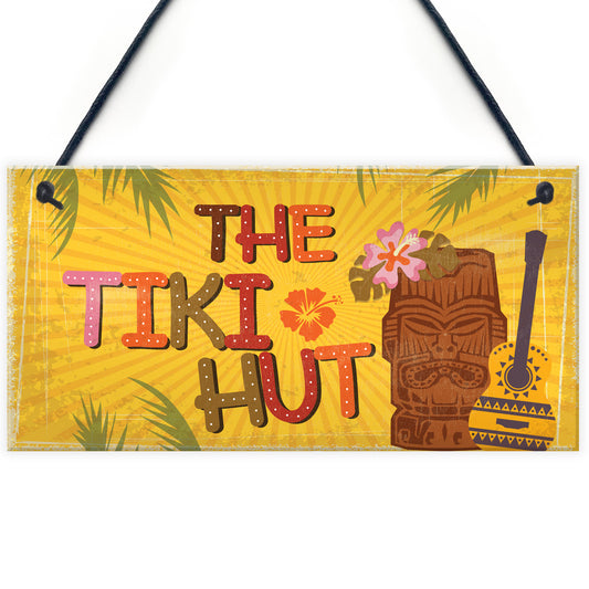 Tiki Hut Hanging Home Bar Pub Kitchen Plaque Alcohol Sign Gift