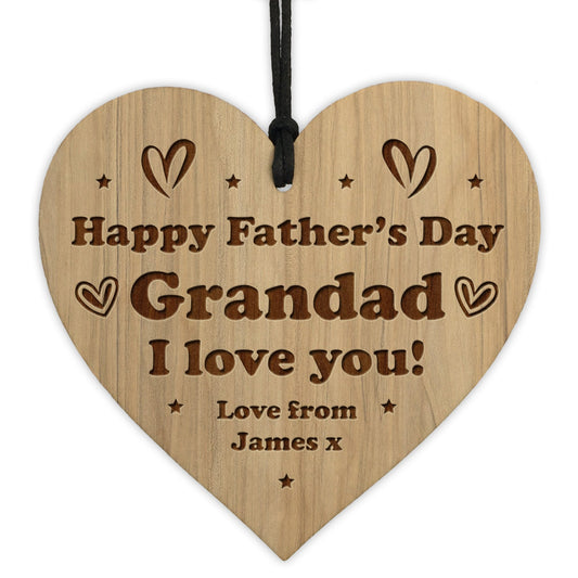 Personalised Fathers Day Gift For Grandad Engraved Heart Gift