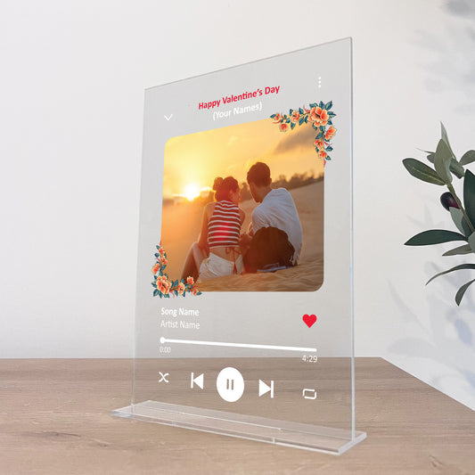 Personalised Photo Plaque Valentine's Day Gift Custom Song