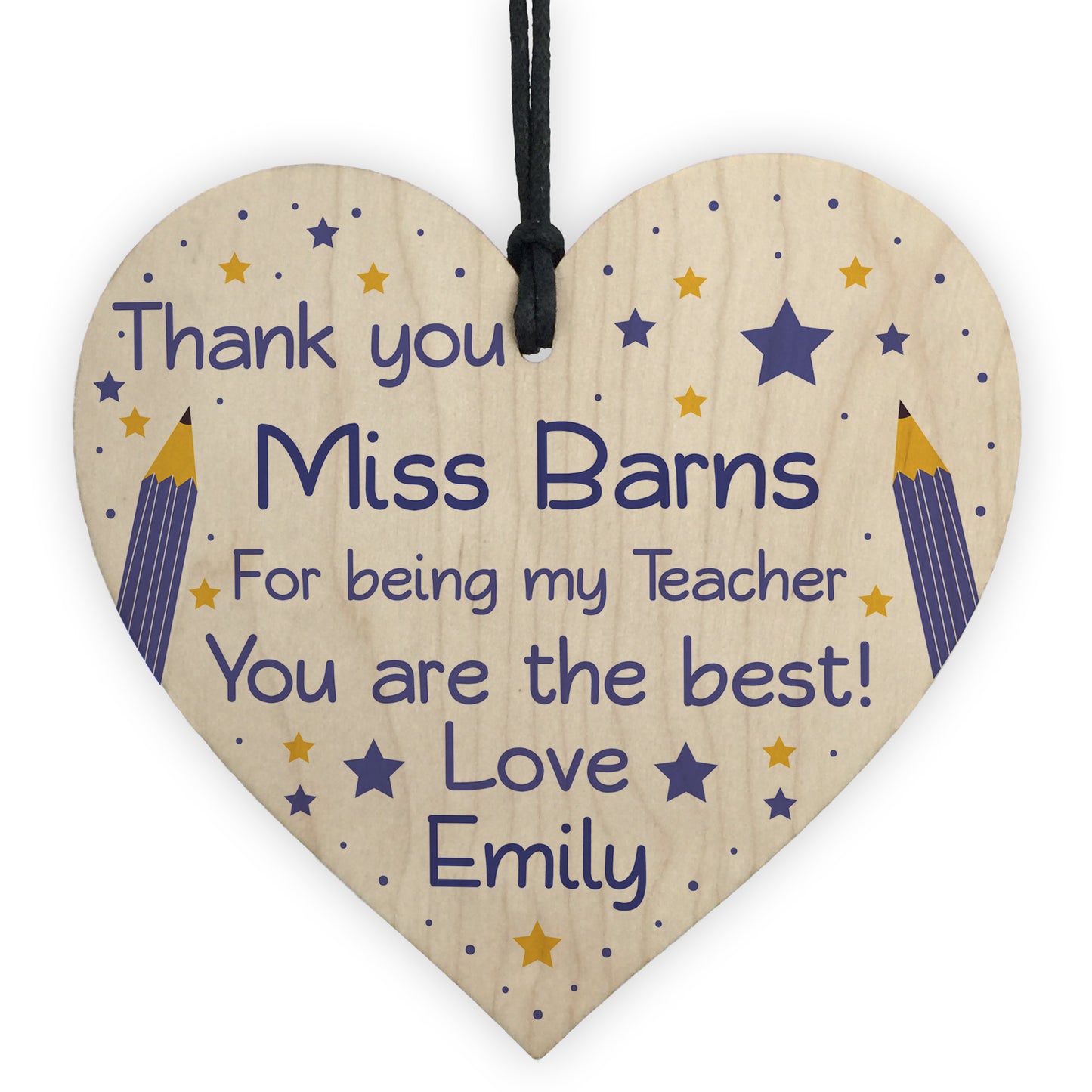 PERSONALISED Thank You Teacher Gifts Wooden Heart Leaving Gift