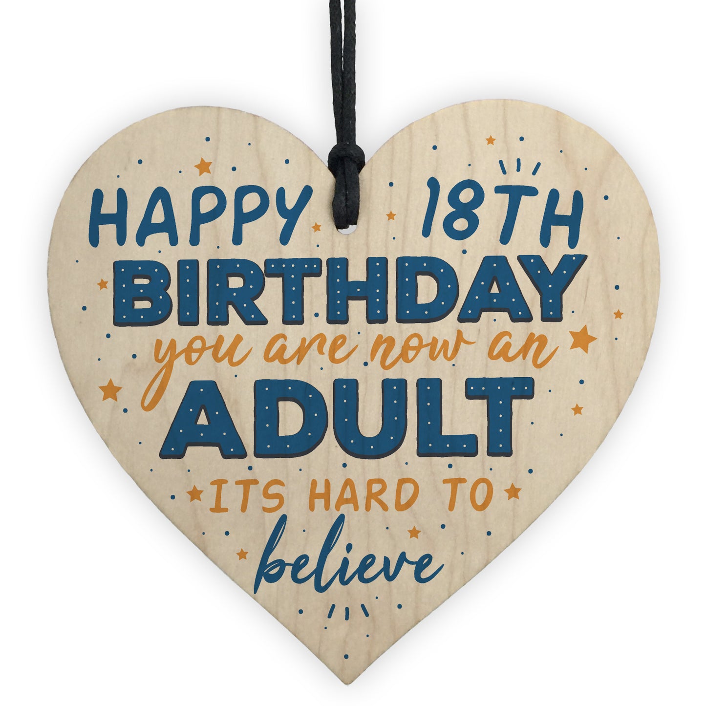 Happy 18th Birthday Gift Heart Wooden Plaque Chic Keepsake Sign