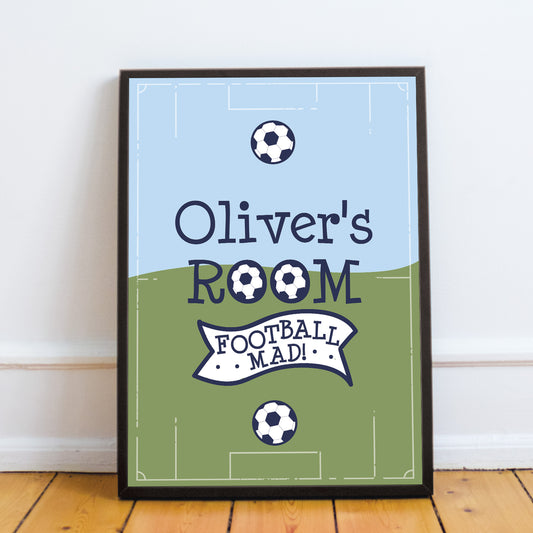 PERSONALISED Boys Bedroom Print Football Wall Art Gift For Son