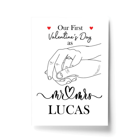 1st First Valentines Day Married Personalised Print Couple Gift