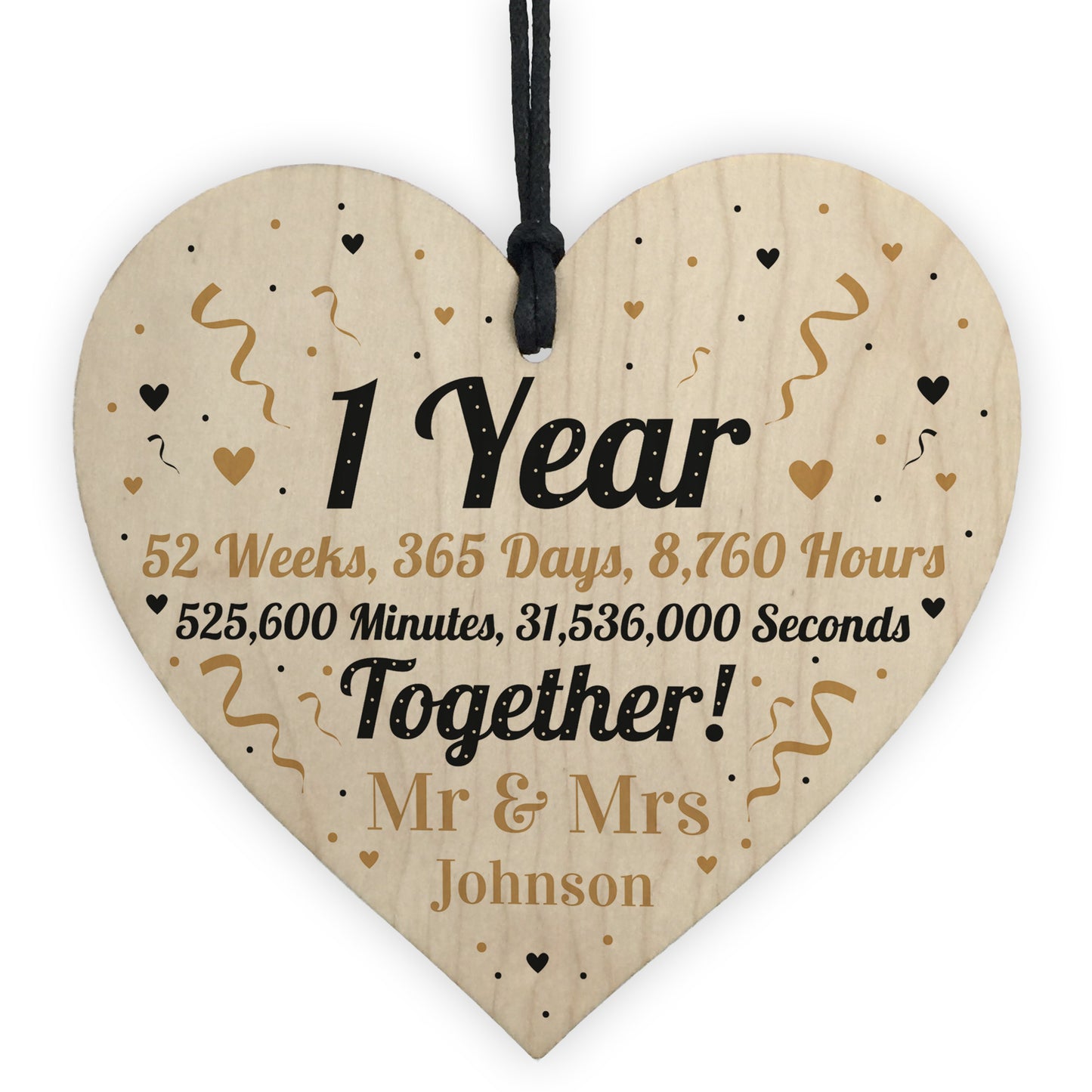 1st Anniversary Gift Personalised Wooden Heart Anniversary Gift