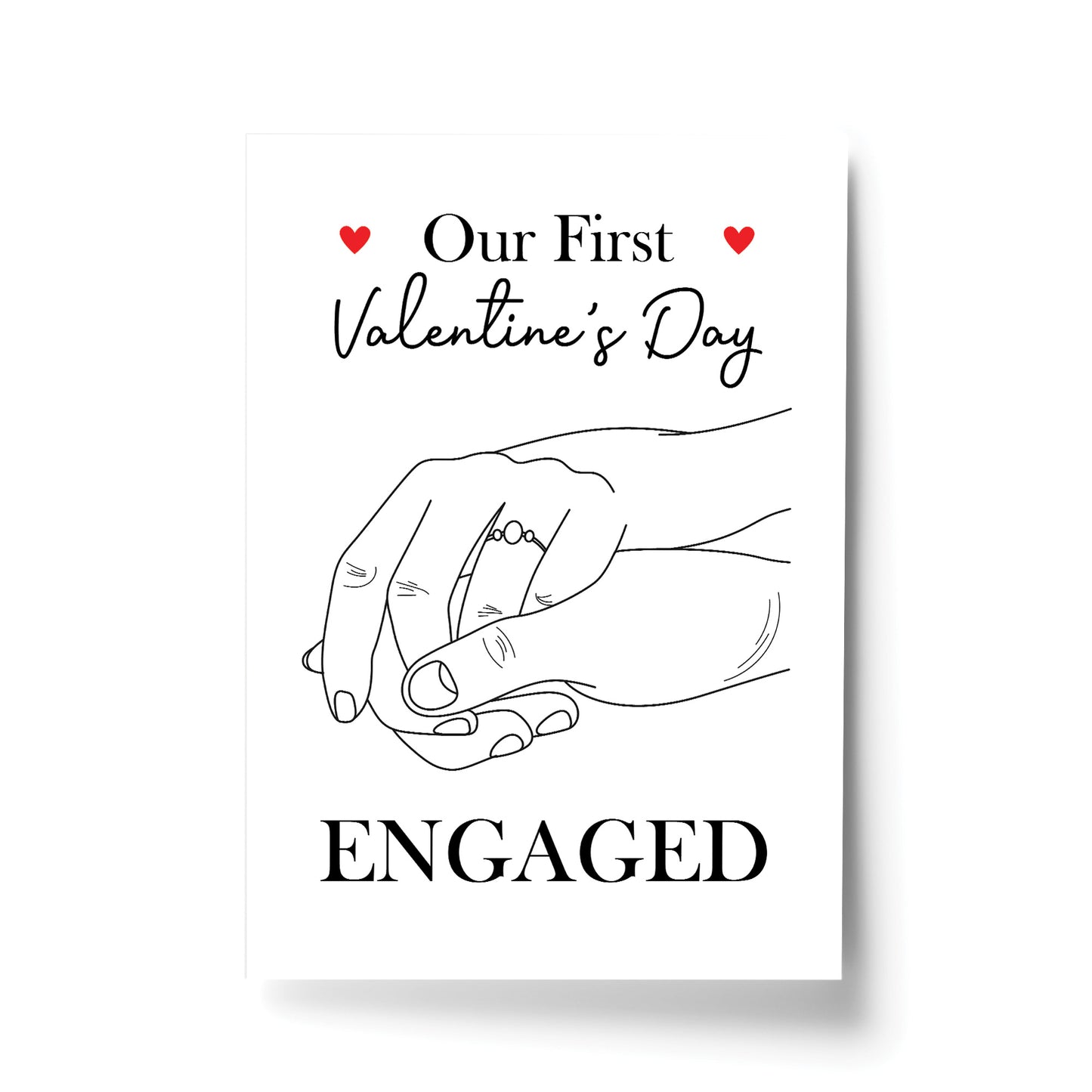 1st First Valentines Day Engaged Print Gift For Couple