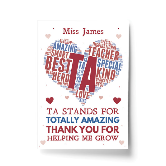 Personalised Teaching Assistant Gift Word Art Leaving School